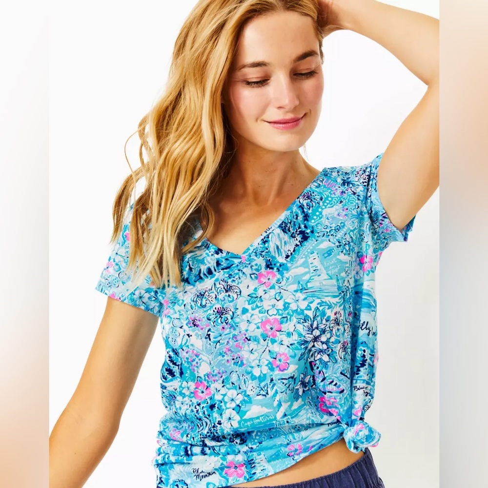 Lilly Pulitzer T Shirt XS NWT Blue Small Now You Sea Me Pink Ibiza Top Dress
